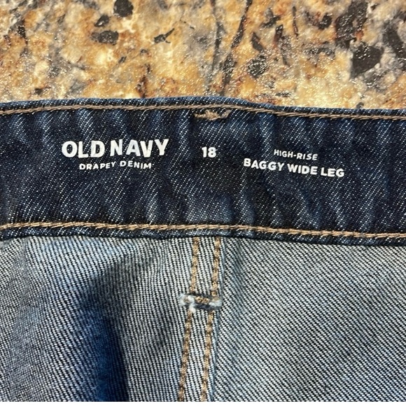 Old Navy High Rise Baggy Wide Leg Dark Denim Jeans 18 - Picture 4 of 6